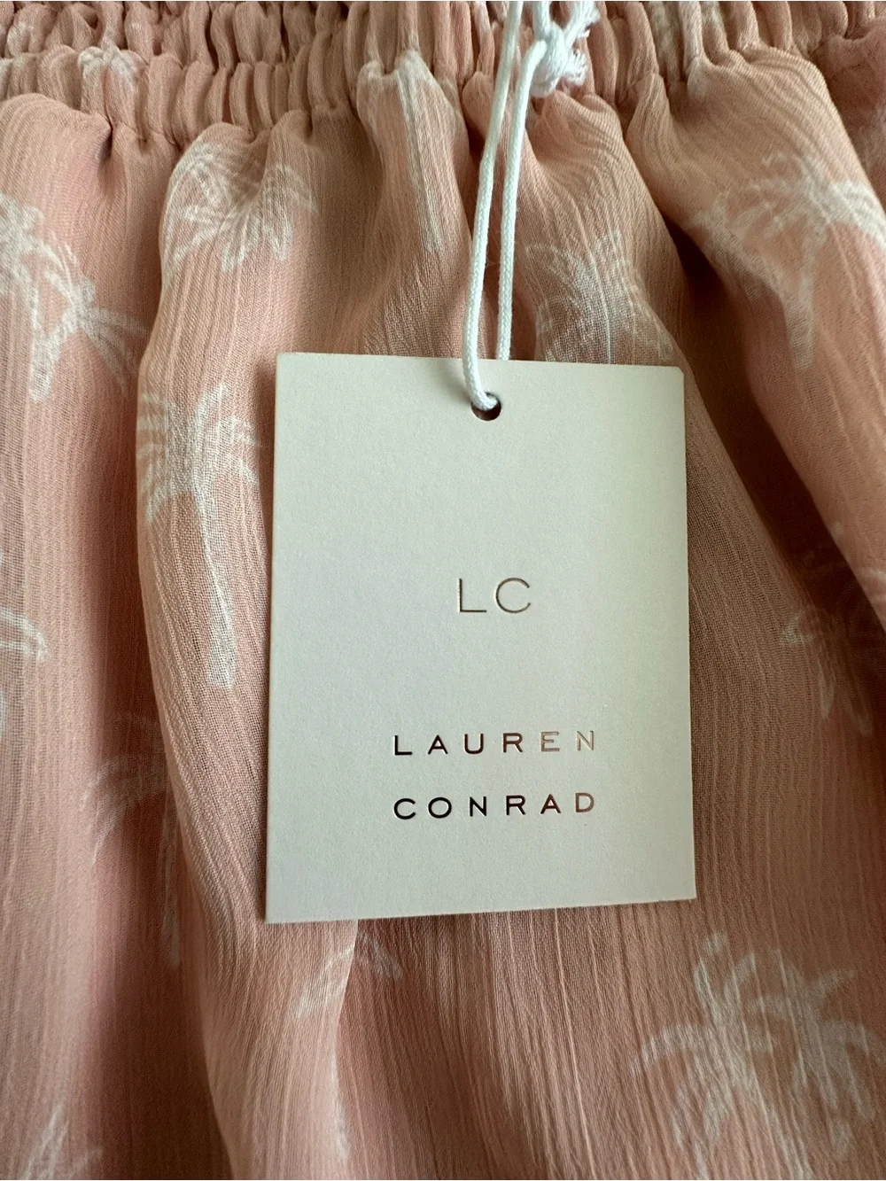 NWT LC Lauren Conrad Blush Pink Palm  Ruffled Mini Skirt - Picture 4 of 6